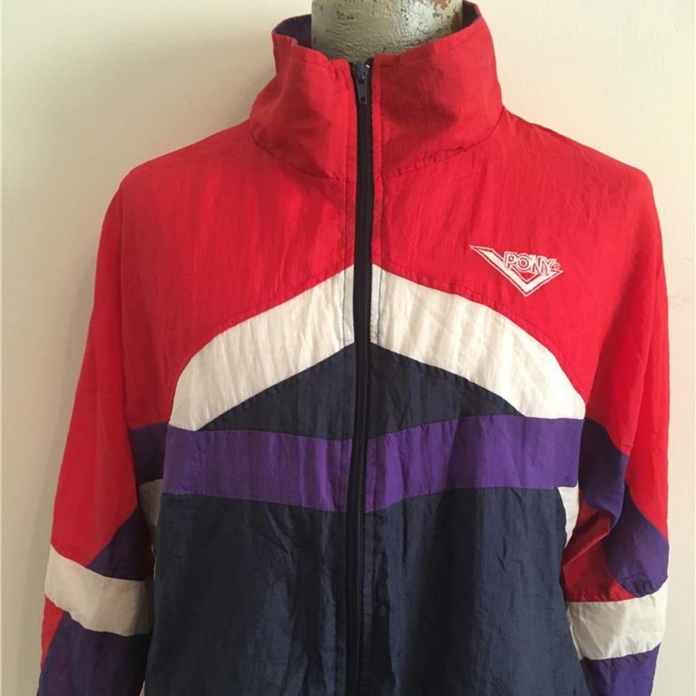 Vintage Pony Blue-Red-Purple & White Nylon Jacket